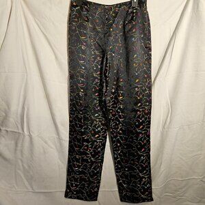 Tao Black Embroidered Floral Pants size 6 high-rise
